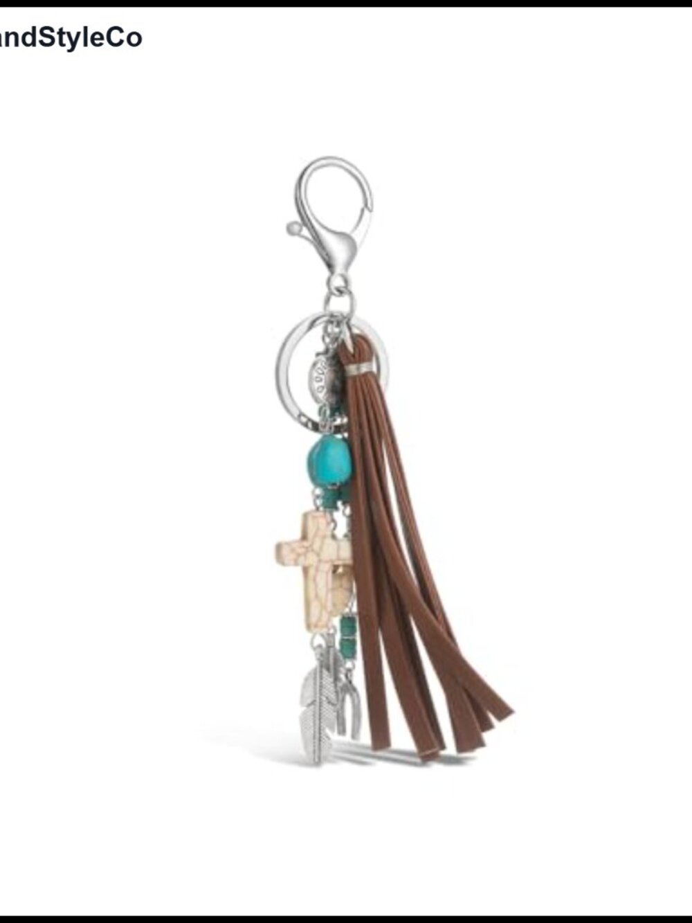 Western Turquoise Purse Charm Leather Keychain Boho Bag Charm Tassel